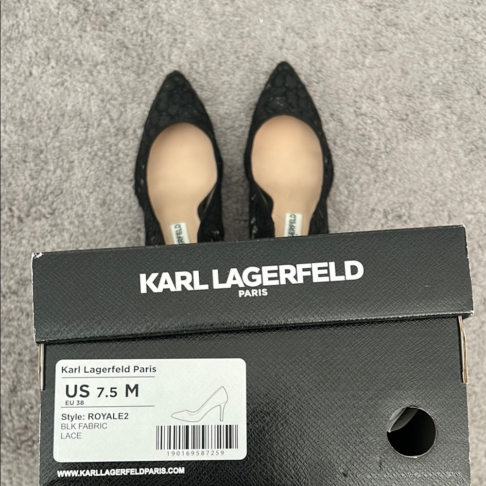 Karl Lagerfeld Black Lace Women's Shoes - Picture 5 of 6